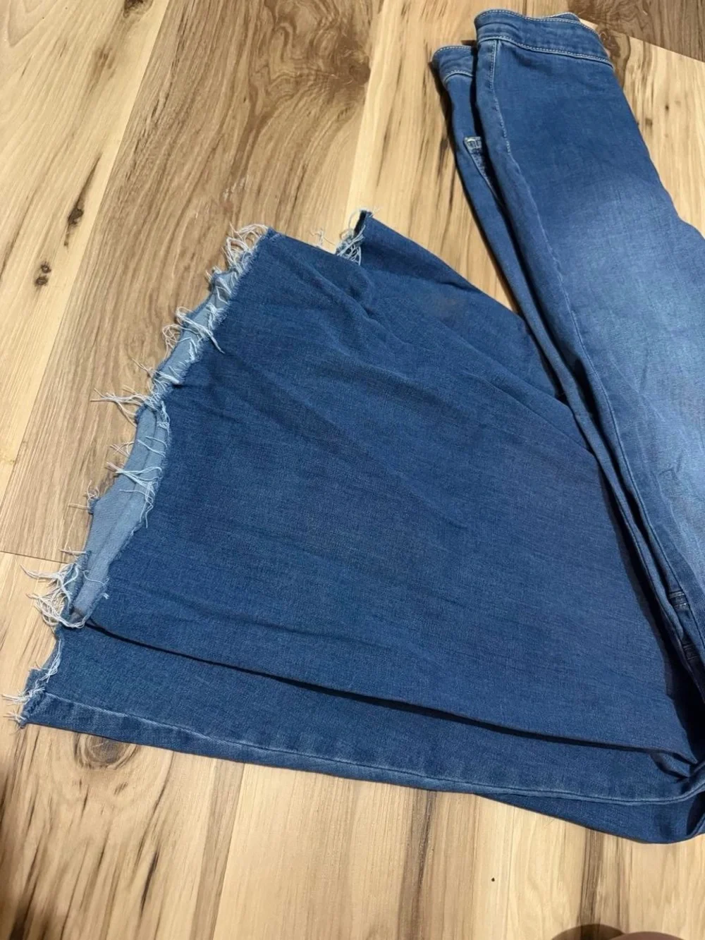 Free People Raw-Hem Wide Leg Bell Bottom Jeans in Medium Blue